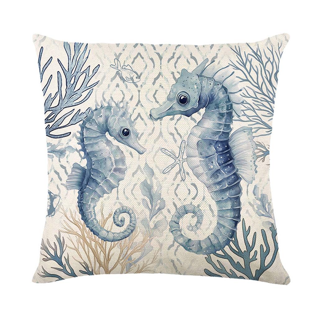 Plush Pillow Case Ocean Themed Linen Cushion Cover Perfect For Summer Home Decoration And Sofa Use