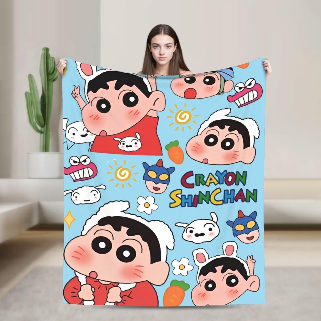 Crayon Shin chan Cartoon Decke Flanell Frühling Herbst Multifunktion Super Weich Überwurfdecken für Sofa Auto Bettwäsche Überwürfe