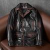 Vintage Handmade Distressed Vegetable Tanned Horsehide Leather Jacket for Men Oversize Long Coat