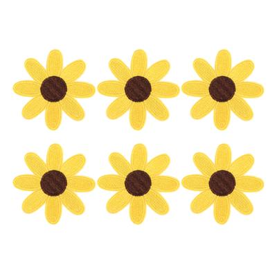 6Pcs Sew Patch Sunflower Style DIY Embroidered Applique for Dresses Skirts Bags Hats