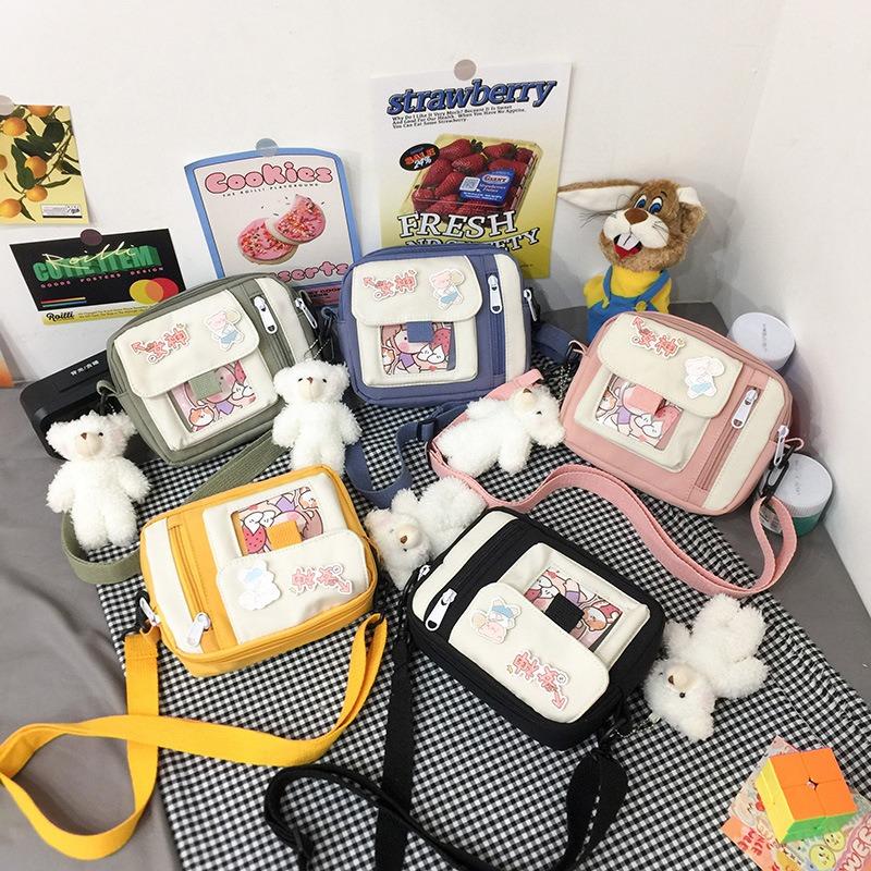 New Canvas Bag Female Student Small Bag Wind Messenger Bag Literary Versatile Cute Shoulder Bag