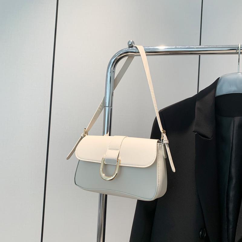 High-value bag women's 2025 new retro burgundy horseshoe buckle fashion hand-held underarm bag shoulder messenger bag