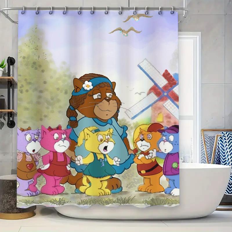 

Multicolored Cartoon Animal Shower Curtain with Windmill Design for Bathroom Decoration Easy Installation Made in China 90x180cm