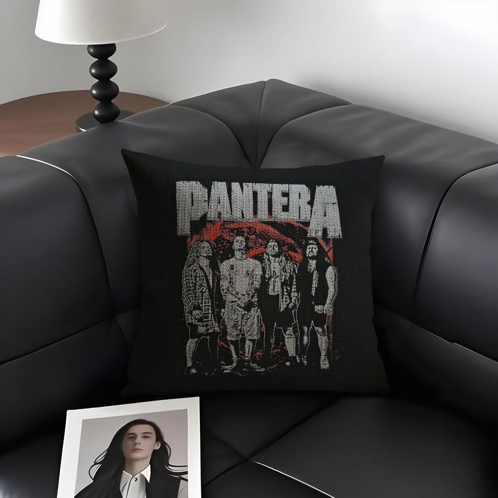 PPantera Music Band Cushion Cover Natural Linen Organic Fabric DoubleSided Printing Sofa Home Decor Gift Pillow Case