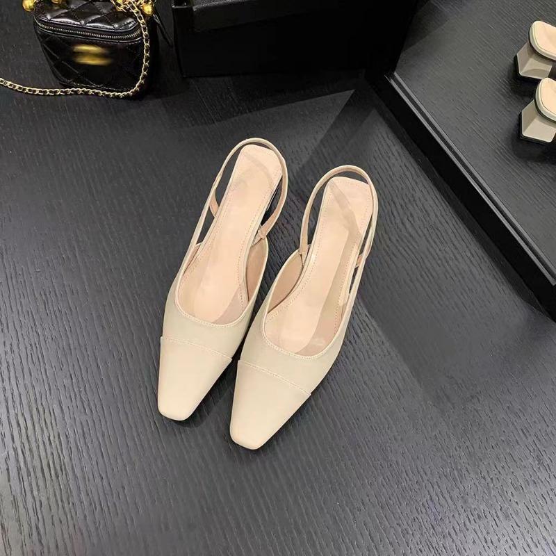 Fashion Solid Square Heel Fashion Sandals for Women2024new Hot Sale Summer Baotou Rubber Ladies Shoes One-line Buckle Pu Women's Sandals