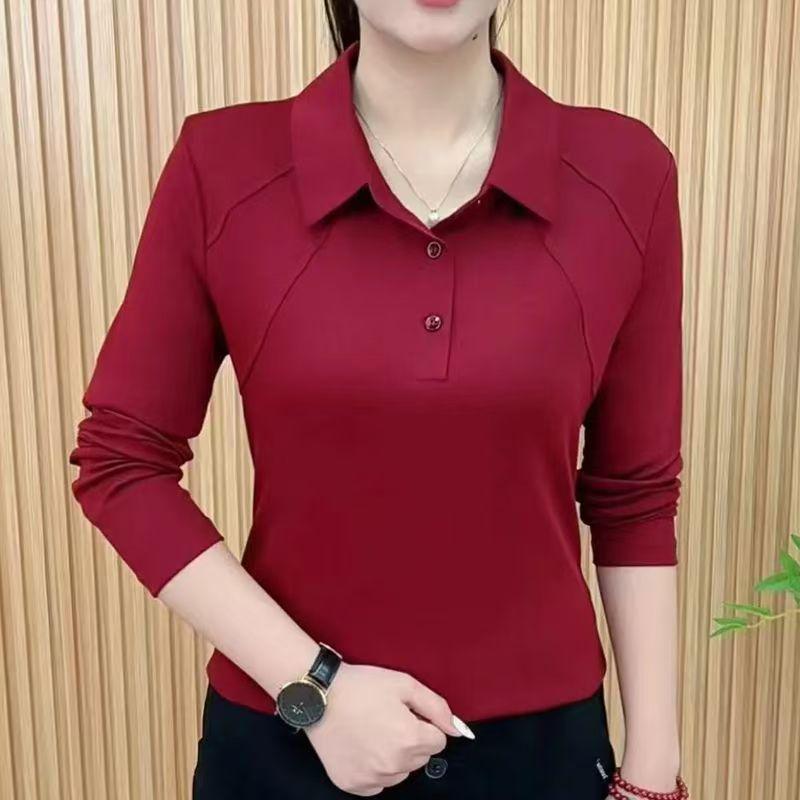 Stylish Stand Collar Long Sleeve Warm Shirt for Women - Age-Reducing, Tummy Covering Top for Middle-Aged and Elderly