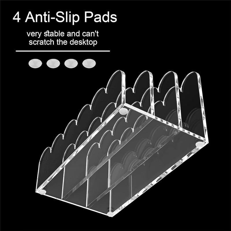 A95I-Clear Acrylic Mail Organizer File Sorters For Desk Laddered Desktop Vertical Holder Desk Organizer Workspace Organizer