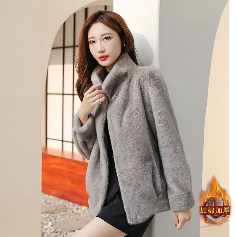 

Winter new imitation mink velvet fur coat temperament mother wear stand-up collar top casual coat women M80-52.5 kg