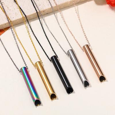 Stainless Steel Men Women Personalized Column Pendant Necklace Reduce Stress Meditation Hip Hop Relieve Anxiety Stress Couple