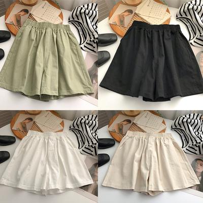 Summer Shorts Women Elasticity  Girls Korean Style Sweet  Harajuku Simple Pure Solid Colors Oversize Wide Leg Shorts