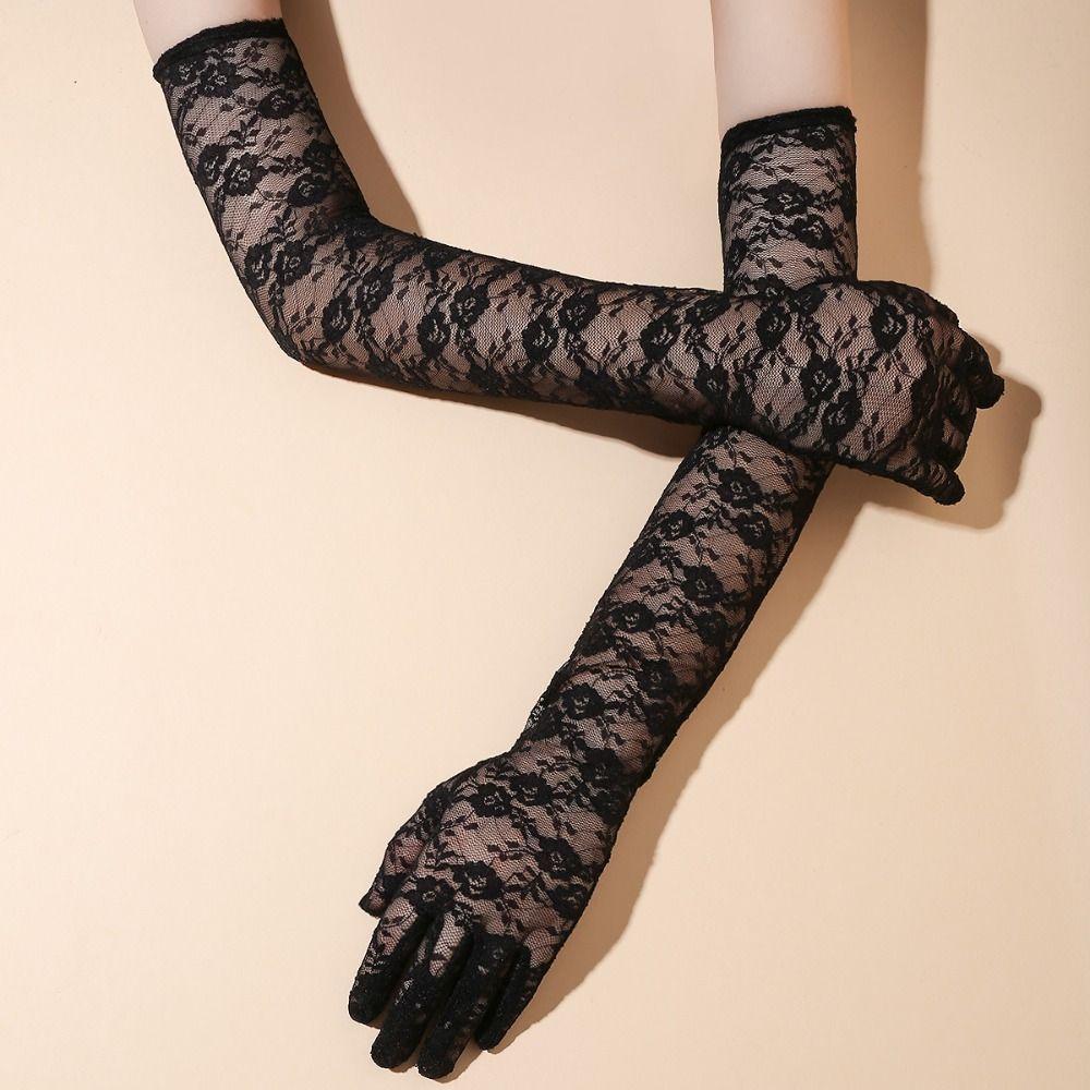 Elegant Bridal Gloves Transparent Lace Gloves Luxury Wedding Mittens Wedding Bride