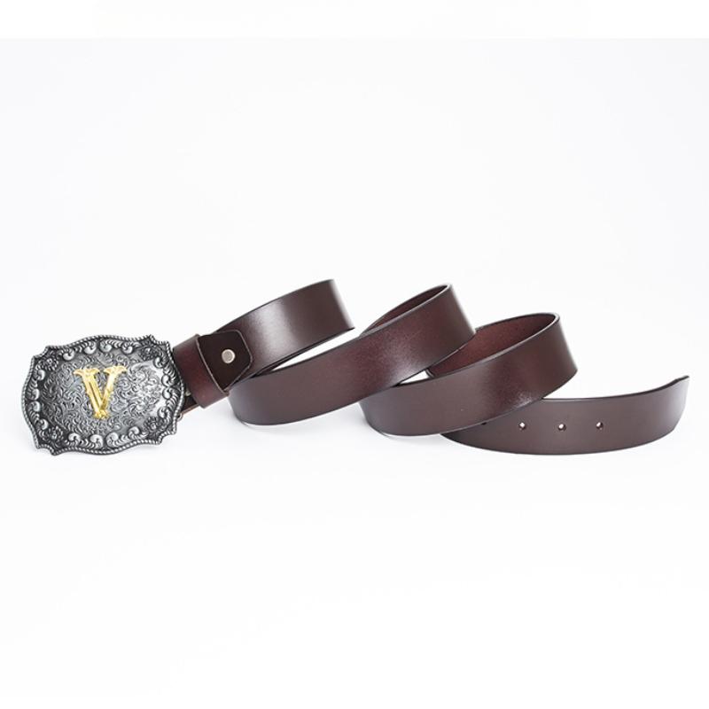 Fashion Personality Western Denim Belt Men's Letter J Smooth Buckle Belt