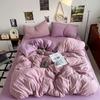 Ultra-soft Solid Color Washed Cotton Bed 4-piece Set Duplex Student Dormitory 3-piece Bed Sheet Quilt Cover Bedding
