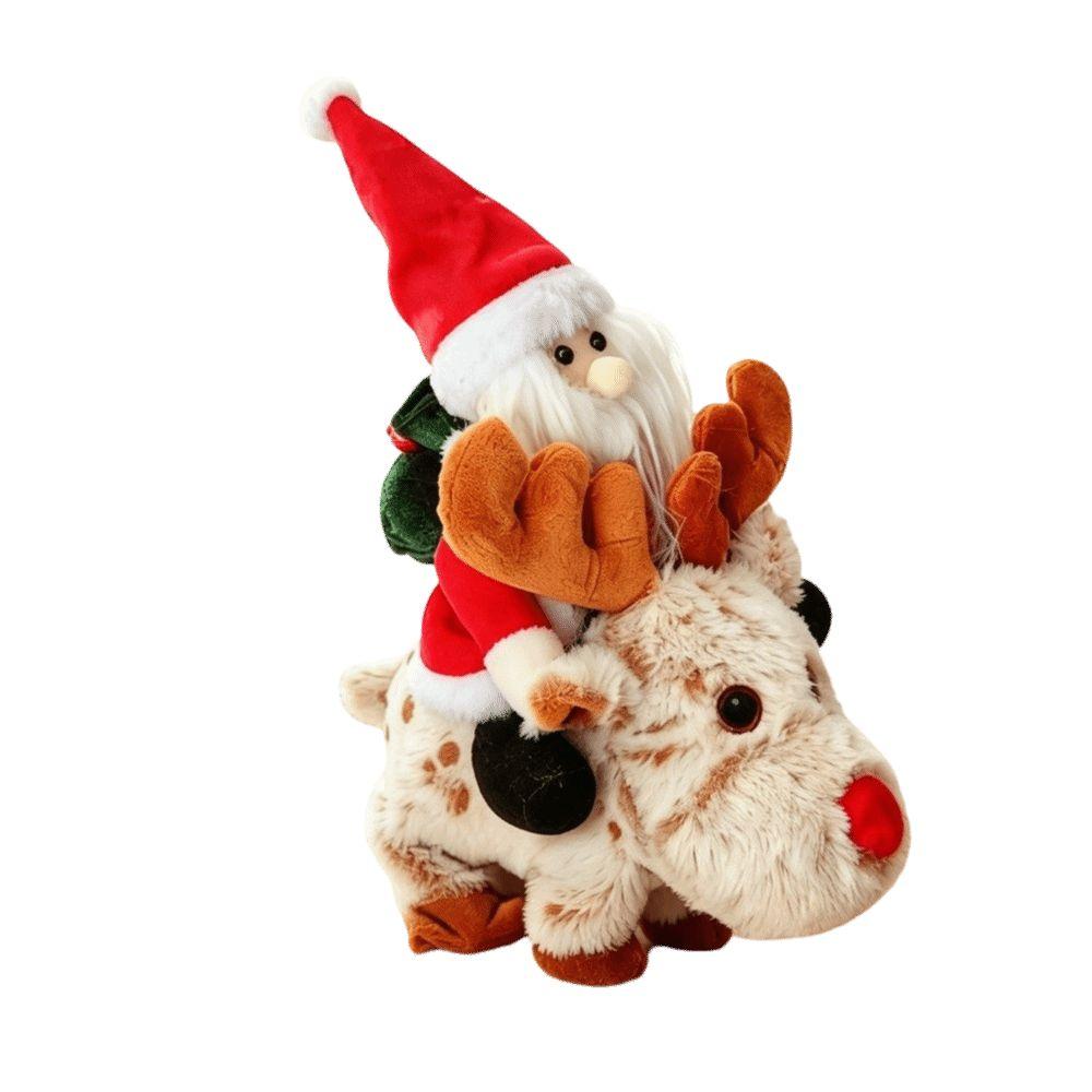 Animated Santa Riding Reindeer Toy Electric Musical Electric Xmas Ornament Christmas