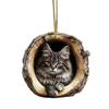 Owl Raccoon Christmas Ornament 2D Printed Acrylic Hanging Decor for Tree Festive Animal Tree Pendant