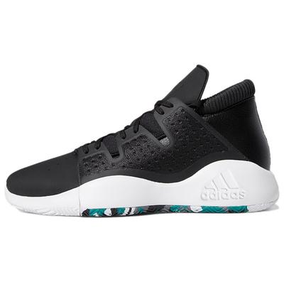 Pro Vision Round Toe Lace-Up Durable Mid-Top Basketball Shoes Men Sneakers Black EE4588