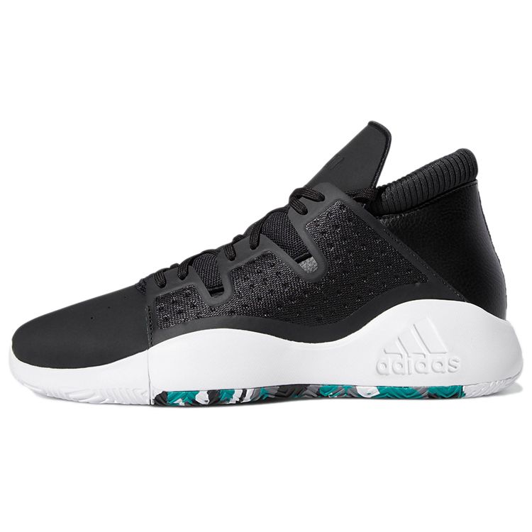 Adidas Pro Vision Round Toe Lace-Up Durable Mid-Top Basketball Shoes Men Sneakers Black EE4588