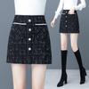 2025 Koreanischer Stil High Waist Tweed A-Linien Karorock für Damen - Herbst/Winter Kurzer Schlank machender Rock
