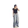 Jeans Retrò Larghi a Vita Alta Pantaloni a Gamba Larga