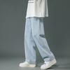 Danmo Man Straight Denim Wide-leg Pants Solid Color Jeans Korean Fashion Men's Casual Long Jeans Plus Size