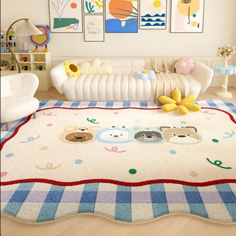 Dopamine Color Carpets for Living Room Girly Style Bedroom Decor Rug Irregular Shaped Pink Plush Carpet Cute Fluffy Soft Mat