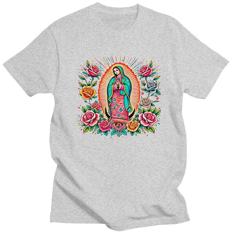 Custom Male Our Lady Of Fatima Mexico Virgin Mary T Shirt Short Sleeve Cotton Tshirt Casual Religious Art Tee Clothes