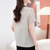 Fashion Striped Printed Silk T-shirt Women's Short-sleeved Summer Wear New Temperament Thin Mulberry Silk Top