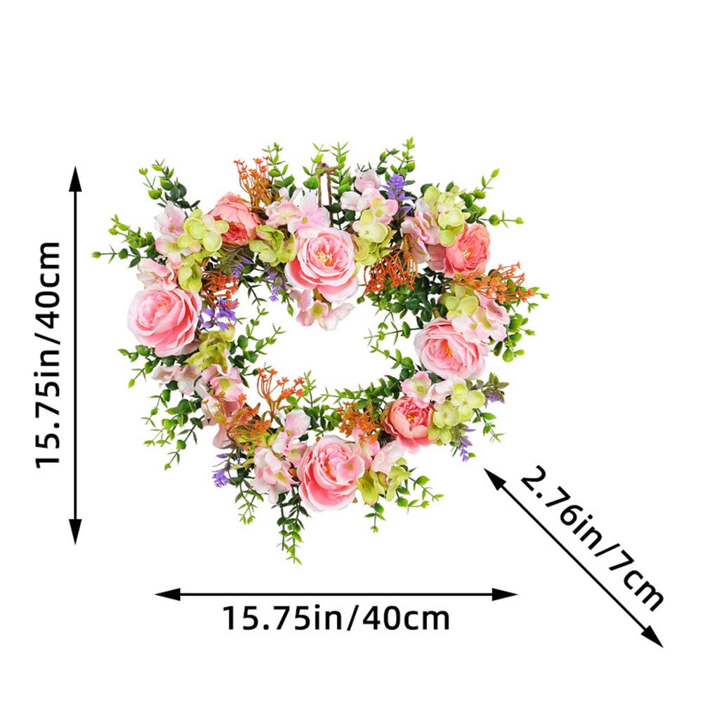 Valentine Day Love Garland Spring Summer Wreath Heart Shaped Garland Wreath Artificial Spring Wreath for Wall Wedding