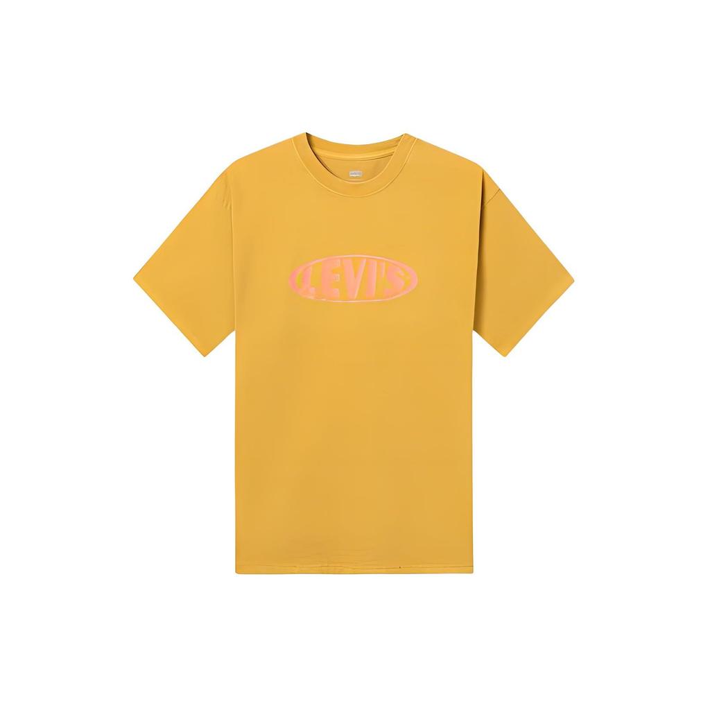 Levis 70S Series Letter Print Crew Neck Short Sleeve T-Shirt Men Tops Yellow 87373-0009