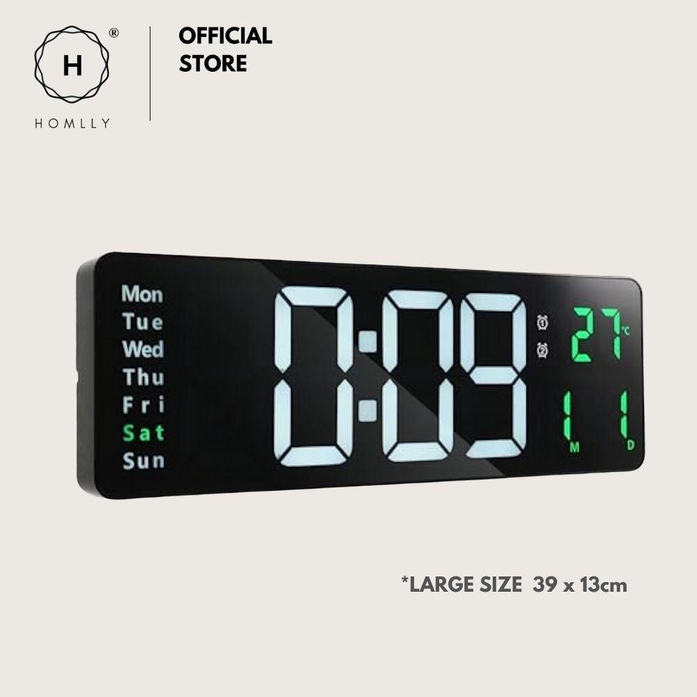 Homlly Large LED Digital Alarm Wall Clock with Timer Temperature Date Remote Controller (39 x 13cm)