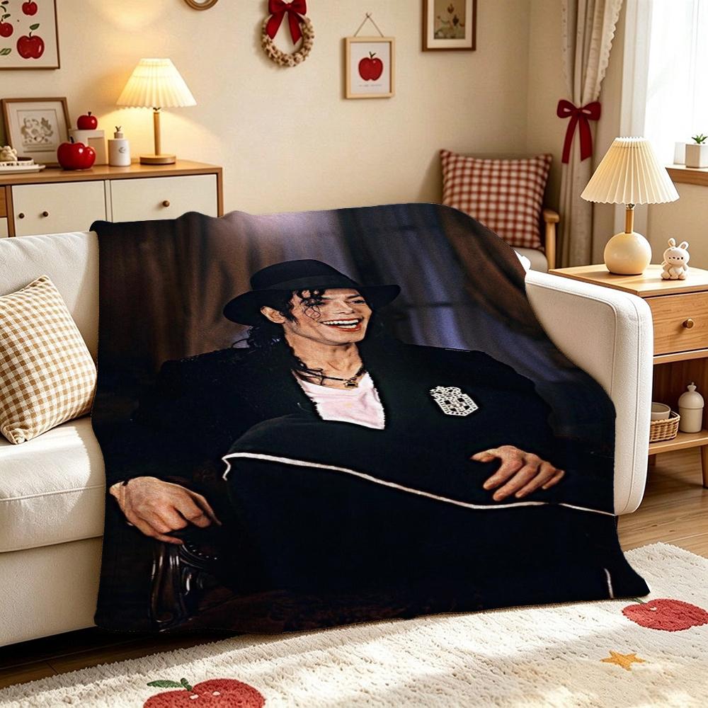 Michael Jackson Pop Printed Flannel Blanket Cozy Comfortable Fleece Blanket For Office Sofa Home Decor Memorial Gift