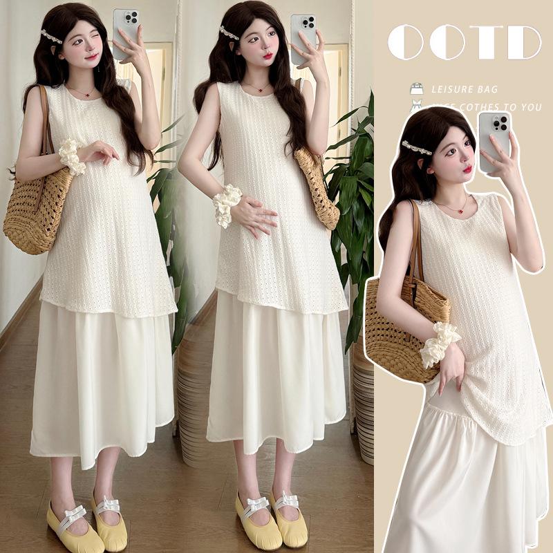 High-End French Style Slimming Maternity Summer Dress 2XL