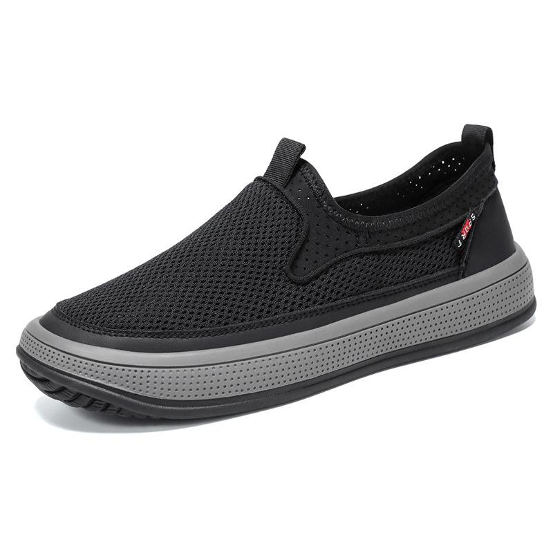 Men's shoes net shoes 2025 summer new solid color versatile single shoes breathable soft sole light casual shoes men