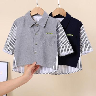 Autumn Kids' Striped Long Sleeve Cotton Shirt, Korean Style, Boys' Turn-Down Collar Shirt Jacket