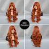Professional  Loose Long Body Wavy Orange Wig for Women Daily Use Fashion Synthetic LightOrange Curly Hair Wigs with Bangs High Density 28Inch