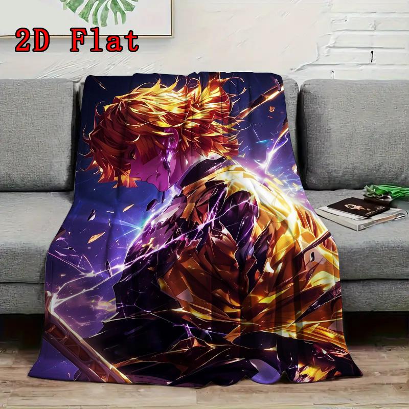 Demon Slayer: Kimetsu no Yaiba 2D Flat Pattern Flannel Blanket High quality All Seasons Warmth and Comfort Perfect for Christmas Gifts.SMT0917220
