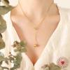 Gold-Plated Geometric Polygon Sphere Pendant Necklace with Adjustable Tassel – Versatile Titanium Steel Clavicle Chain