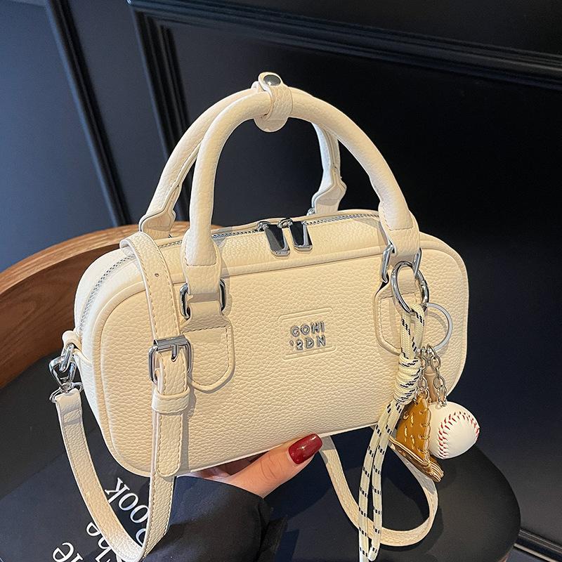 New Niche Lychee Pattern Portable Bowling Bag, High-end Temperament Versatile Messenger Women's Bag