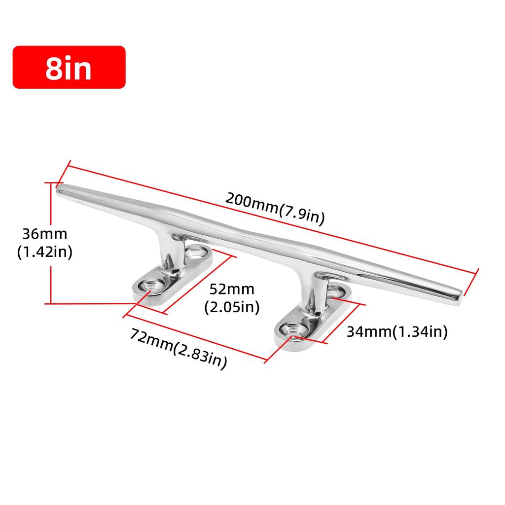 5" 6" 8" 10" 12" Stainless Steel Mirror Finish Heavy Duty Boat Hollow Base Cleat Circular Bolt Marine Marine Yacht Accessories