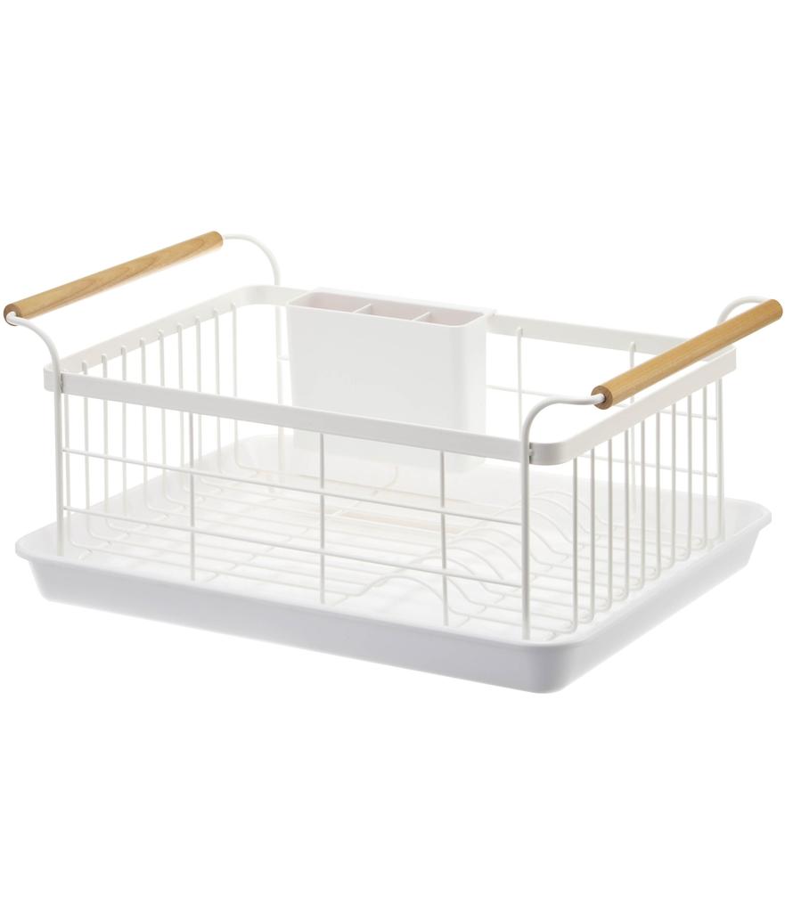 Yamazaki Jitsugyo 3107 Drainer Basket White W47 X X H20cm Tosca Drainer Rack with Cutlery Pocket Approx. D33.5