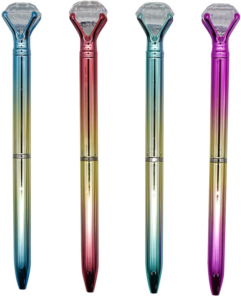 Maydahui Stylish Diamond Ballpoint Set of Blue Students Pens, 12, 0.5mm, Oil-Based Ink, Cute, Sparkly, Stationery, Gift, Present, Children,