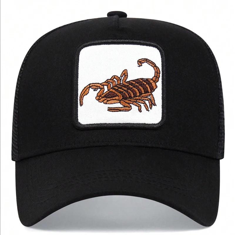 Unisex Scorpion Embroidery Baseball Net Caps Spring Summer Outdoor Adjustable Casual Hats Dad Hat Sunscreen Hat