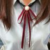 Japanese Style JK Floral Bow Tie Accessory for Women – Versatile Long Ribbon Brooch