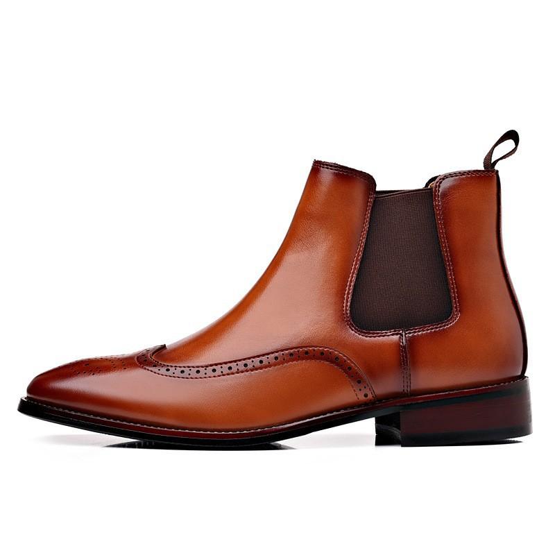 Chelsea Boots 2025 Autumn New Men's Brock Leather Boots Fashion Trend British Short Boots Casual Business Men's Boots