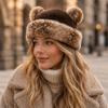 Warm Plush Bucket Hat Thicken Fleece Fluffy Panama Hat Fashion Winter Hat  for Women