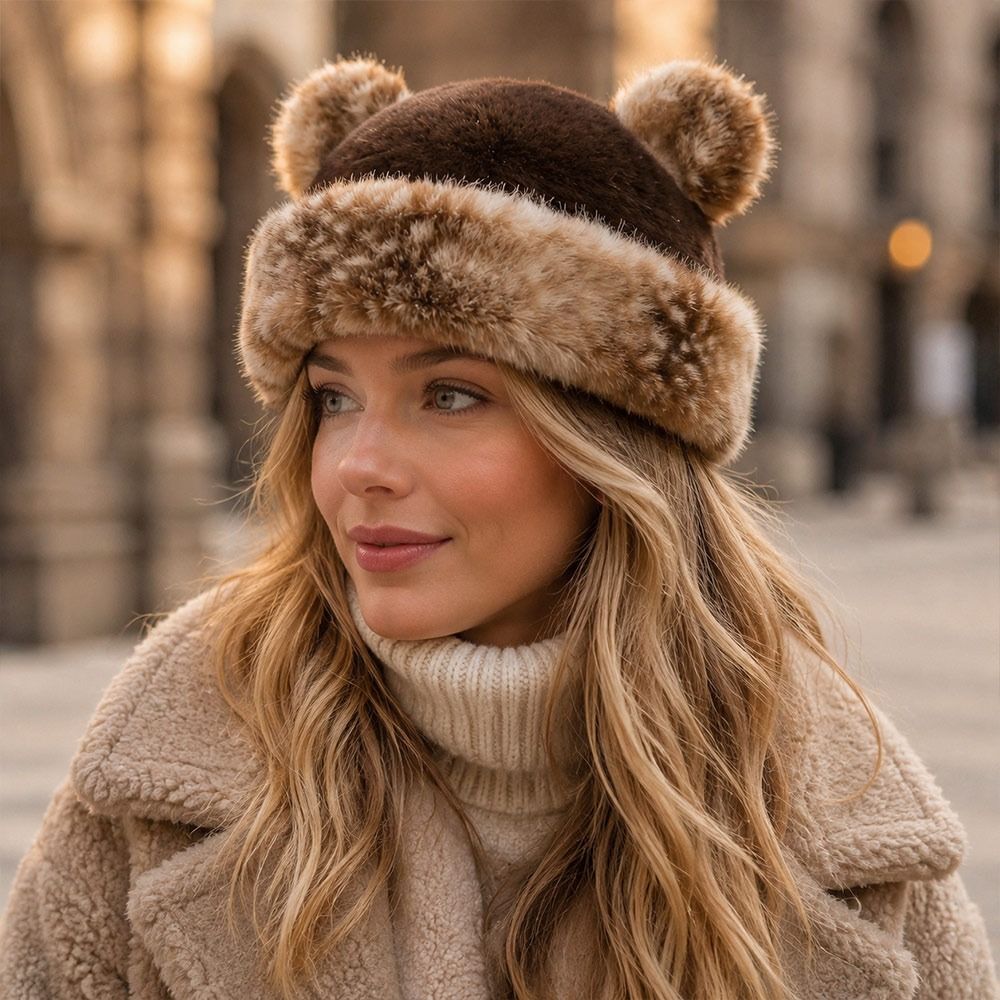 Warm Plush Bucket Hat Thicken Fleece Fluffy Panama Hat Fashion Winter Hat for Women