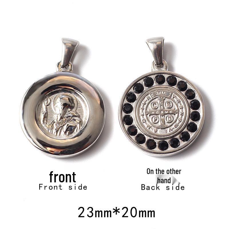 European-American Retro 18K Gold Stainless Steel Diamond Necklace Pendant