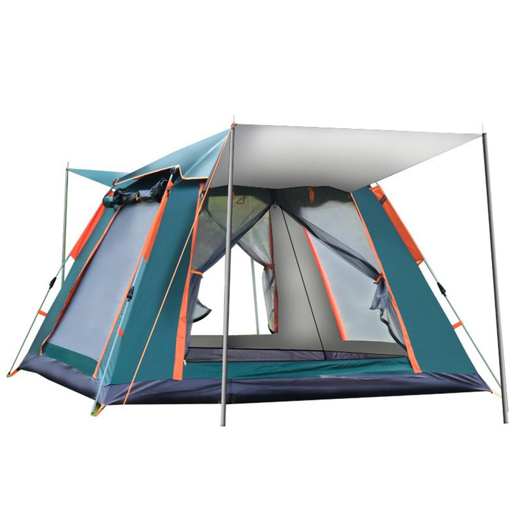 Automatic Camping Tent with Canopy Instant Pop Up Tent Sun-Protection Portable Hexagonal Tent for Family 3-4/4-6 People