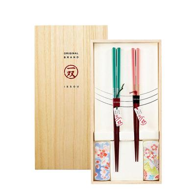 Yamaga Lacquerware Shop - One Pair Gift Chopsticks and Chopstick Rest Set - Honoka Design - Perfect for Birthdays, Father's Day, Mother's Day, Respect