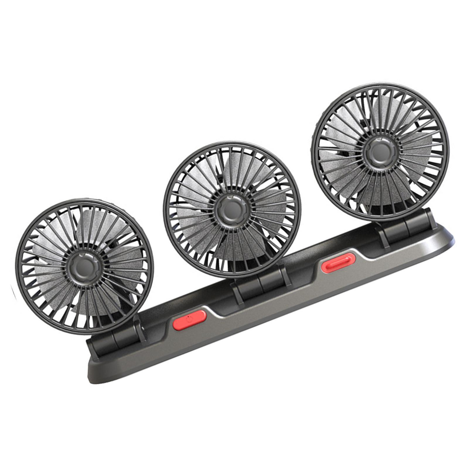 

3 Heads Car Fan Portable Air Cooling Fan Silent Electric Fan 360 degrees Rotation with 2 Wind Speed Phone Number чёрный